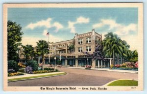 AVON PARK, Florida FL ~ Roadside KING'S JACARANDA HOTEL c1940s Linen Postcard
