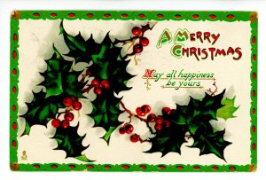 Greeting - Christmas. Merry (Tuck Series 524; holly)