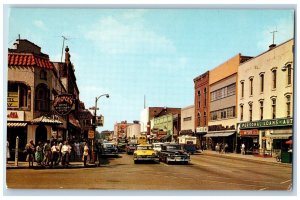 Waukegan Illinois Postcard Genesee Street Looking North Exterior Building c1960