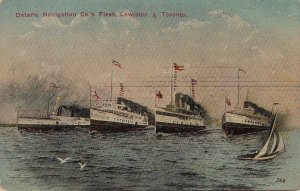 Postcard Ontario Navigation Co Fleet Lewiston & Toronto