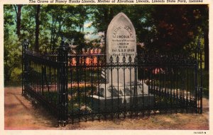 Vintage Postcard 1920's The Grave Of Nancy Hanks Lincoln State Park Indiana IN