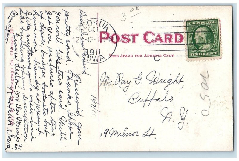 1911 Post Office Westminster Presbyterian Church Building Keokuk IA Postcard