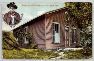 St Joseph Missouri~Jesse James Home Exterior View~Portrait~Dog~c1910 Postcard