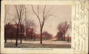 Fort Leavenworth KS Thomas Ave c1905 Postcard