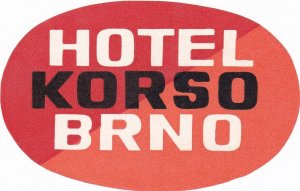 Czechoslovakia Brno Hotel Korso Vintage Luggage Label sk3606