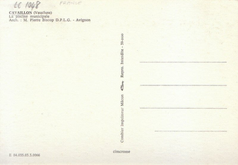 France Postcard - Cavaillon - La Piscine Municipale - Ref TZ5359