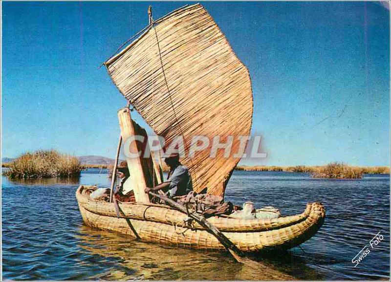 Modern Postcard Puno Lago Titicaca Peru Uros los Balsa en el Lago