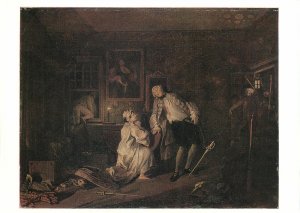 Art signed Postcard William Hogarth Marriage a la mode Killing of the Earl