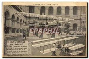 Postcard Old Jet Aviation Paris Court & # 39honneur of Biplane french Invalides