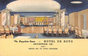 Savannah Georgia Hotel del Soto Sapphire Room Vintage Postcard JF685942