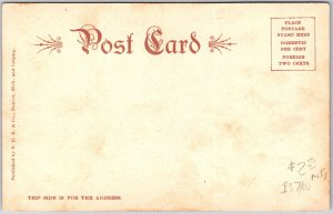 Detroit Michigan MI, Post Office Building, Driveway, Road Street, Postcard