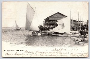 1903 The Inlet Atlantic City New Jersey Boats And Ships Sailing Posted Postcard