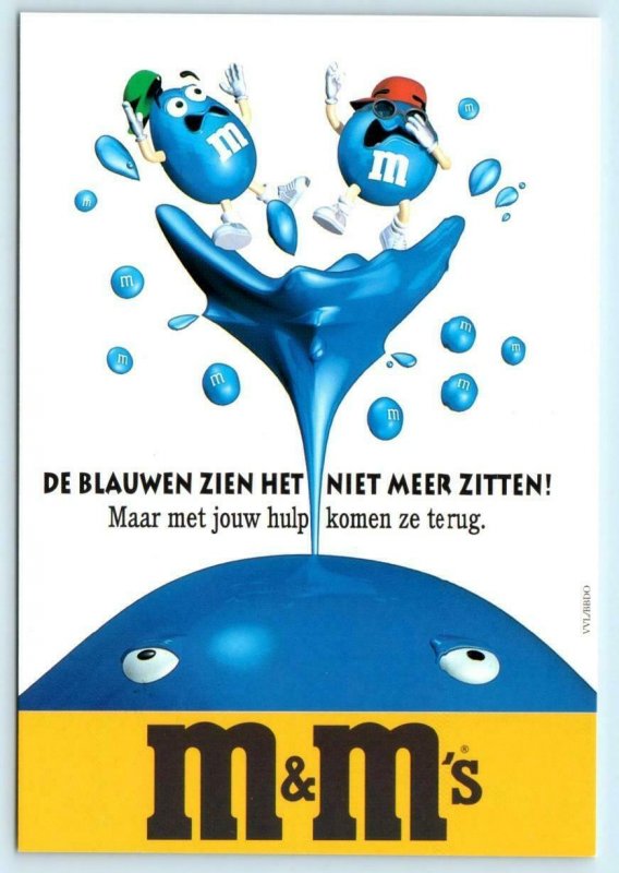 M&M's Advertising VOTING FOR BLUE M&M's - 1997 in Dutch Graphics 4x6  Postcard