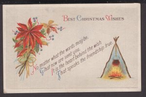 Best Christmas Wishes - Flowers and Camp Fire - Embossed - DB