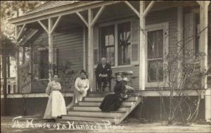 Southern Pines NC Family on Steps House of a Hundred Pines Real Photo Postcard