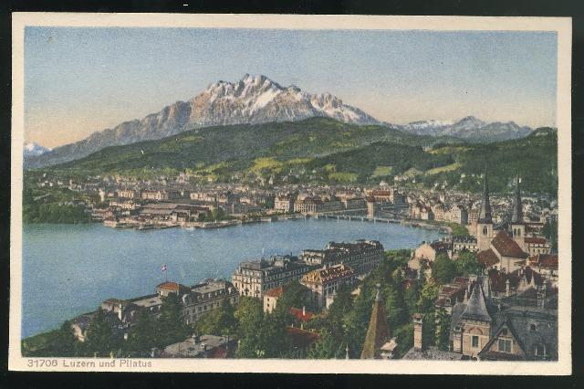 Switzerland Lucerne Postcard Vintage Luzern und Pilatus Alps