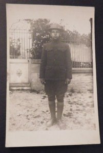 Mint Postcard America World War I Soldier Uniform RPPC Gate Military Army