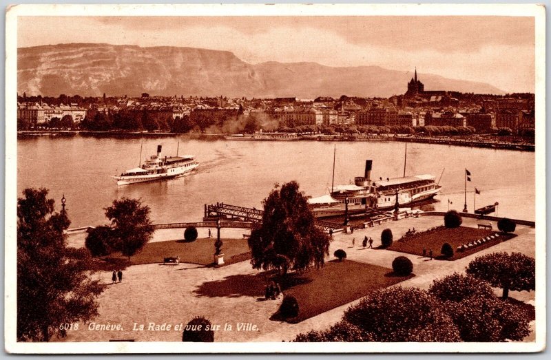 1930 Geneve - La Rade Et Vue Sur La Ville Switzerland Posted Postcard