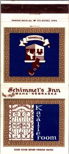 Vintage Matchbook Cover Schimmel's Inn Kavalier Room Omaha, Nebraska MB173