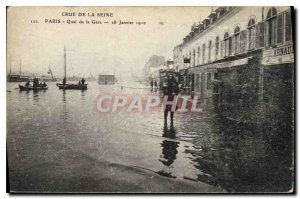 Postcard Old Crue of the Seine Paris Quai de la Gare 28 January 1910
