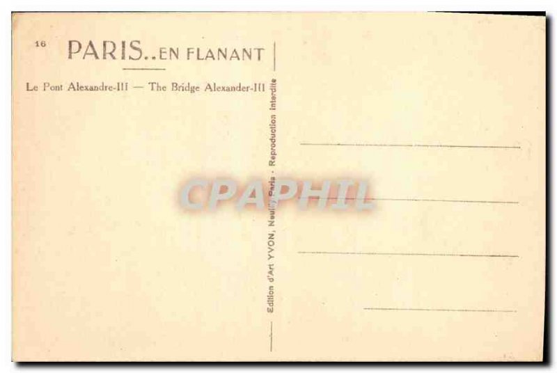 Postcard Old Paris Pont Alexandre III