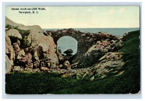 c1910 Stone Arch On Cliff Walk NEwport, R. I. Postcard F81E
