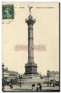 Old Postcard Paris Place De La Bastille
