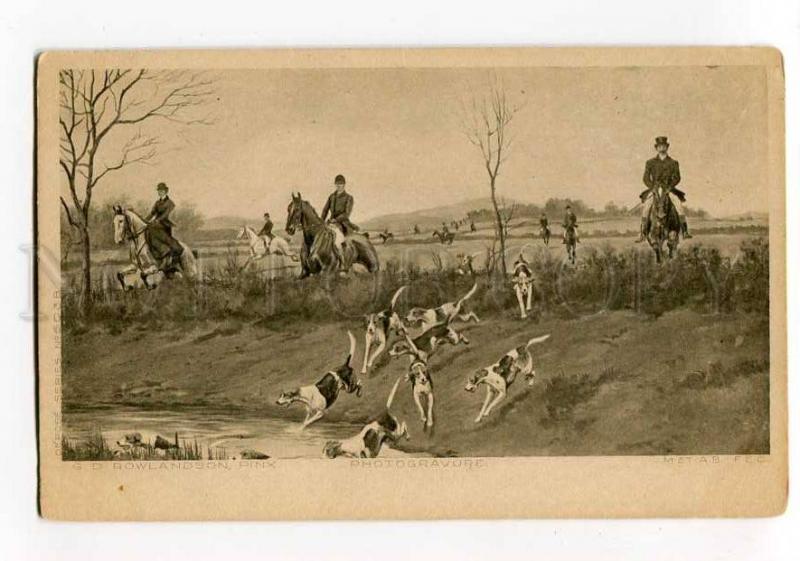 264089 HUNT Pointer Hounds HORSE by ROWLANDSON Vintage PC