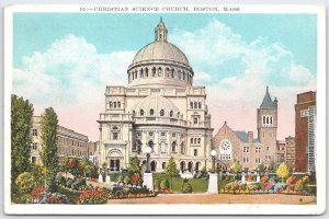 Vintage Christian Science Church Boston MA Linen Postcard 1933