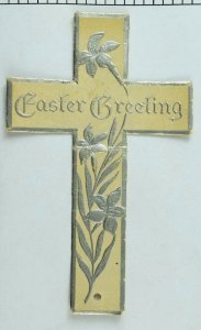 Lovely Religious Crucifix Cross Die Cut Easter Greetings Victorian Card P76