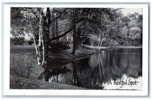 Minocqua Wisconsin Postcard A Restful Spot Camp Tee Pee Tent & Trailer Camping