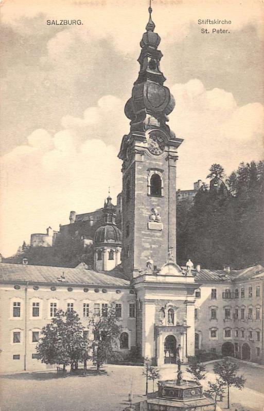 Salzburg Austria Church St Peter Antique Postcard J41297