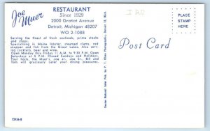 DETROIT, MI Michigan ~ Roadside JOE MUER RESTAURANT Family Photoc1950s  Postcard