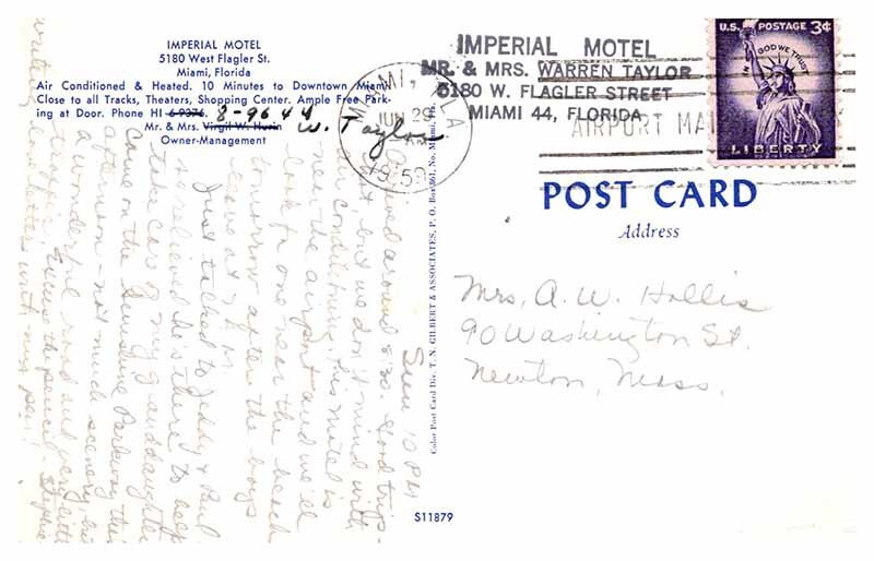 Postcard MOTEL SCENE Miami Florida FL AR2902