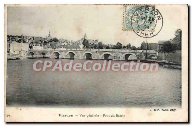 Postcard Old VIERZON Basin Bridge