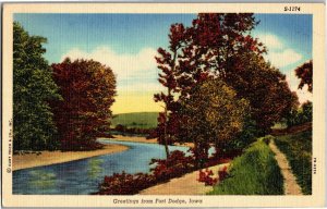 Scenic View Greetings from Fort Dodge IA c1949 Vintage Postcard C29