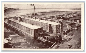 Salem Massachusetts MA Postcard Aerial View Pequot Mills Building Exterior c1940