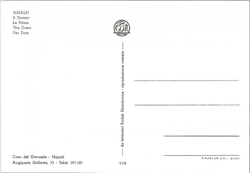 Amalfi's Duomo Italy Scenic Staircase Continental 1960s Postcard