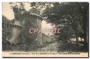 Old postcard Guerande Loire Inf Tower Gaudinais or John V Pits and walk