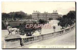 Old Postcard Paris Le Jardin Du Luxembourg Lion