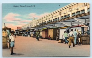 PONCE, PR PUERTO RICO ~ MARKET PLACE SCENE c1940s Linen  Postcard
