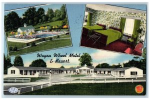 1954 Wagon Wheel Motel Resort Restaurant Alexandria Virginia VA Vintage Postcard