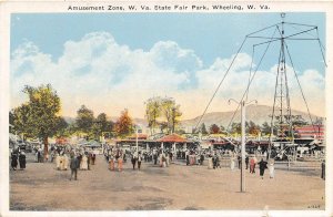 Amusement Park Zone West Virginia State Fair Wheeling WV postcard