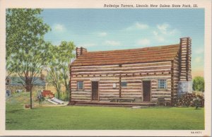 Linen~Rutledge~Tavern~Lincoln New Salem State Park Illinois~Vintage Postcard