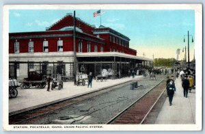 Pocatello Idaho ID Postcard Station Union Pacific System Scene c1920's Antique