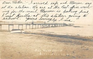 LP12 Beverly Farms   Massachusetts RPPC Postcard Pier  West Beach