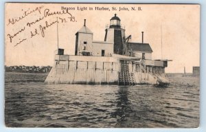 Beacon Light in Harbor ST. JOHN New Brunswick CANADA Postcard