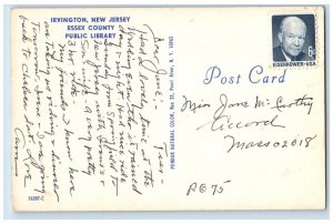 c1960's Public Library Essex County Irvington New Jersey NJ Postcard
