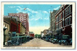 1924 Locust Street Looking South Nebraska State Bank Grand Island NE Postcard