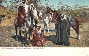 Bedouin Escort Men with Horses Antique Postcard J76297